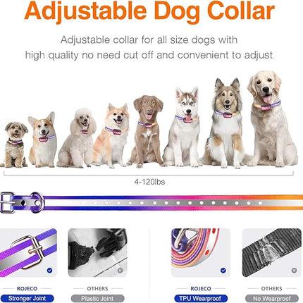 ROJECO Dog Training Collar with 3300FT Remote,IPX7 Waterproof Rechargeable Shock Collar for Large Medium Small Dogs,3 Safe Training Modes with Beep,Vibration and Shock,Adjustable Electronic Dog Collar