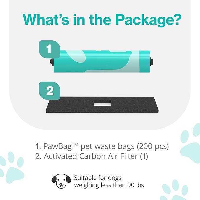 PawPail Scented Dog Poop Bags Refill with Carbon Filter - 1 Roll of 200 Standard Size Dog Waste Bags with Poop Filter - Mild Floral Scent, Leakproof, & Durable - For Pet Waste Station