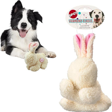 SPOT 6in Vermont Style Fleece Rabbit Dog Toy – Soft Comfort Plushie for Small Dogs & Puppies – Built-in Squeaker – Safe for Light Chewers – No Plastic Parts – Calming & Cuddly Pet Toy