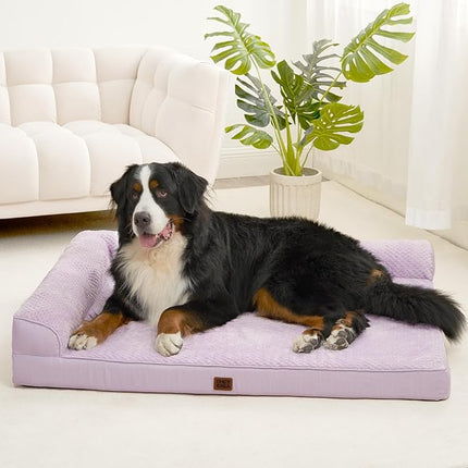 EHEYCIGA Memory Foam Dog Bed XLarge Sized Dogs, Extra Large Dog Bed Orthopedic with Washable Removable Cover, Waterproof XL Pet Bed Couch, 44x32x6.5 Inches, Lilac
