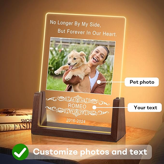 Personalized Dog Memorial Gifts for Loss of Dog, Dog Memorial Gifts, Pet Sympathy Gifts for Dogs, Pet Memorial Acrylic Night Light, Lost Pet Memorial Gifts Dog, Cat Memorial Gifts, Pet Loss Gifts
