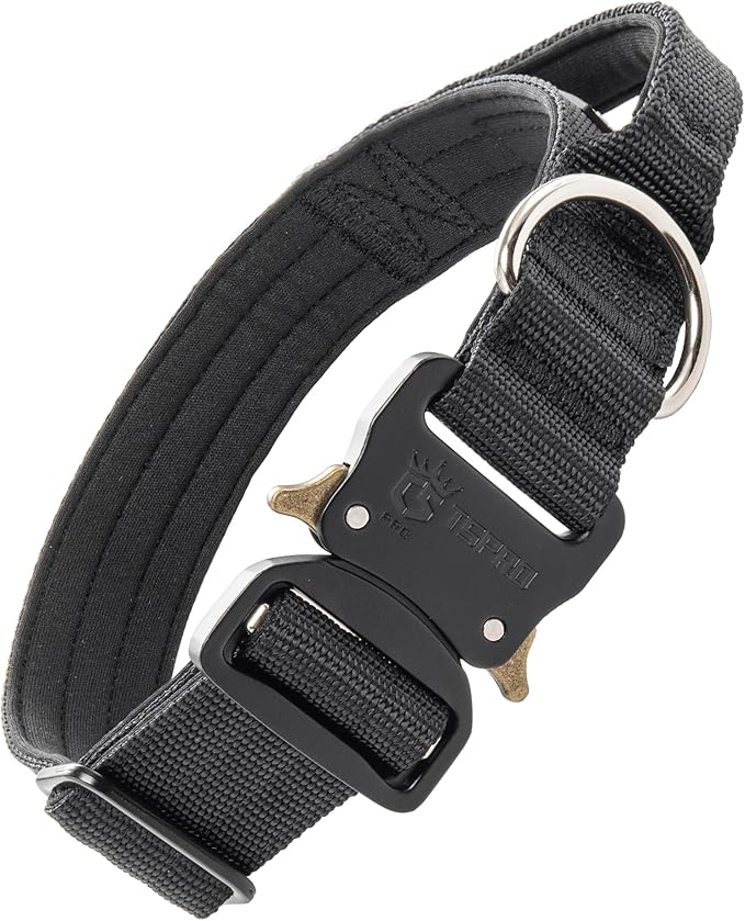 TSPRO Premium Dog Collars Tactical Dog Collar with Handle and Heavy Duty Quick-Release Metal Buckle Durable Thick and Adjustable for Medium to Large Dogs (Black M)