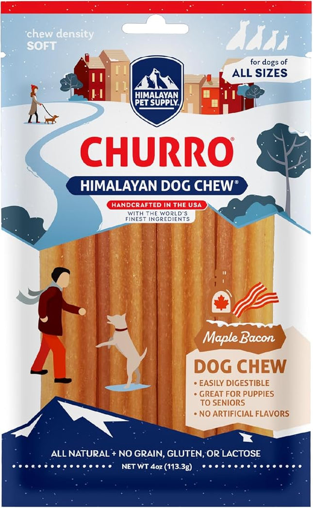 Himalayan Dog Chew Churro Maple Bacon | Grain and Lactose Free Treats with Digestible Ingredients | Natural Chew Sticks for Dogs | Soft Dental Chews for Dogs to Support Oral Hygiene and Gut Health