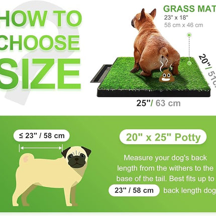 Hompet Dog Toilet Indoor Puppy Training Pad, Dog Potty Pet Training Grass Mat, Removable Waste Tray for Easier Clean Up, Artificial Turf, 25"×20"
