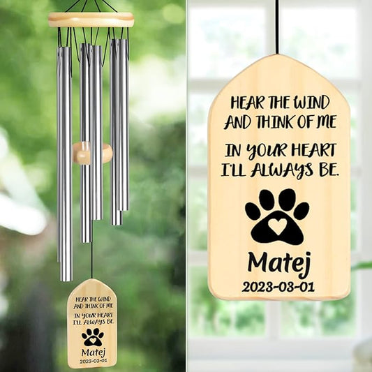 Dog Memorial Gifts, Personalized Dog Memorial Wind Chimes, Pet Memorial Gifts, Pet Loss Gifts, Loss of Dog Sympathy Gift, Bereavement Gifts for Loss of Dog