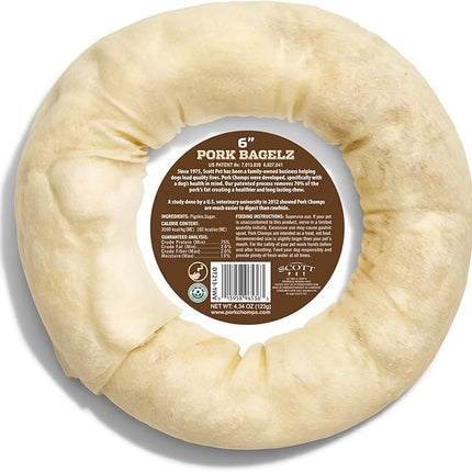 Pork Chomps Baked Pork Skin Dog Chew, 6-inch Bagel, 1 Count