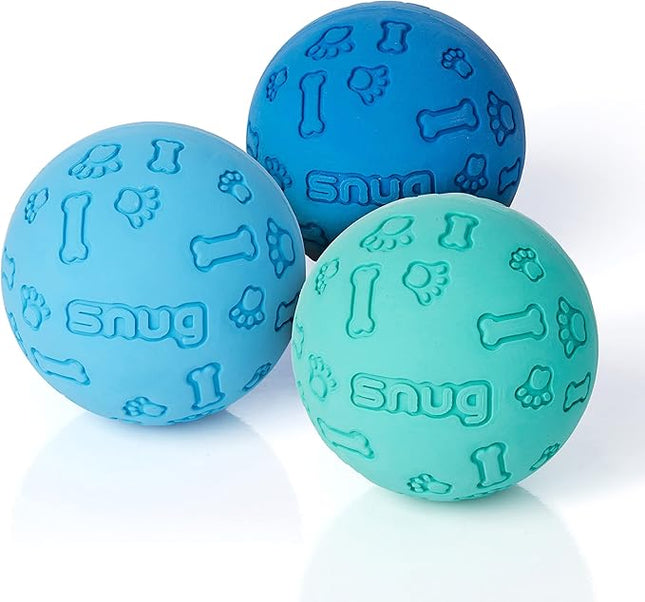 Snug Rubber Dog Balls for Small and Medium Dogs - Tennis Ball Size - Virtually Indestructible (3 Pack - Cool)