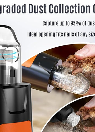 Casfuy New 6-Speed Dog Nail Grinder - 50% More Power Dog Nail Trimmers with 2 LED Lights Quiet 7h Running Time Electric Pet Nail Grinder File Toenail Grinder for Large Medium Small Dogs & Cats (OR)