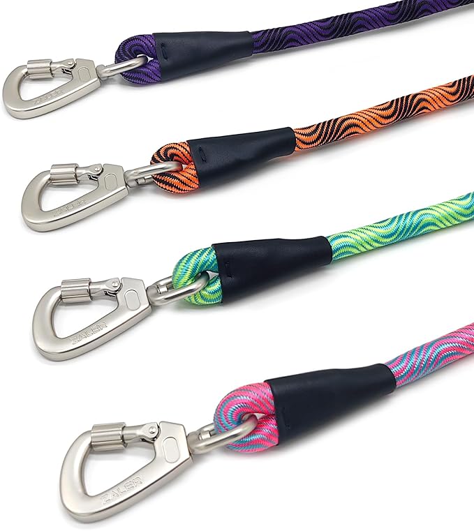 ZALER Short Dog Leash, 18 Inches Rope Traffic Leashes for Dogs, Reflective Dog Lead with O-Ring, Heavy Duty Pet Leash for Large and Medium Dogs (18'' Black Orange)