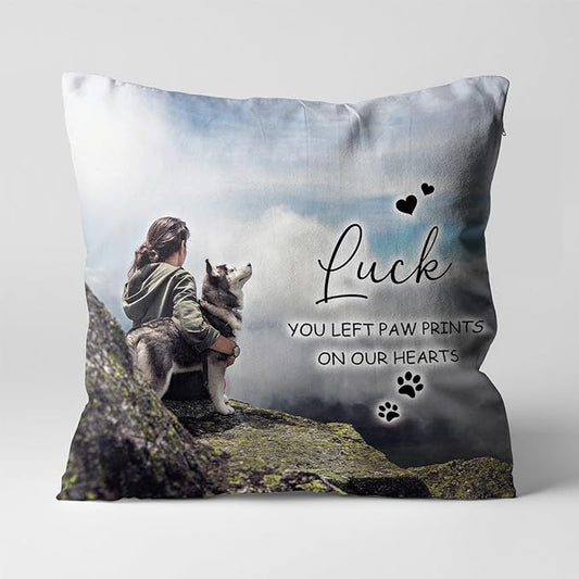 Custom Pet Memorial Throw Pillow with Photo, Personalized Sympathy Gifts for Dog Cat Loss, Pet Memorial Gifts for Pet Loss, Birthday, Christmas, (16x16 Inch)