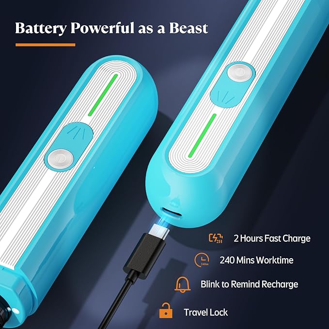 YABIFE 4-Lights Dog Nail Grinder, Easy Quick Locate Dog Nail Trimmers, for Puppy Paw Toenails or Pets from Small, Medium to Large, with Travel Lock, Whisper Quiet, Heavy Duty 3 Speeds