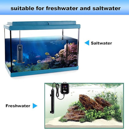 AQQA Submersible Aquarium Heater,100W/200W/300W/500W/800W/1000W/1200W Fish Tank Heater,External Temperature Controller LED Temperature Display,Suitable for Saltwater and Freshwater(800W)