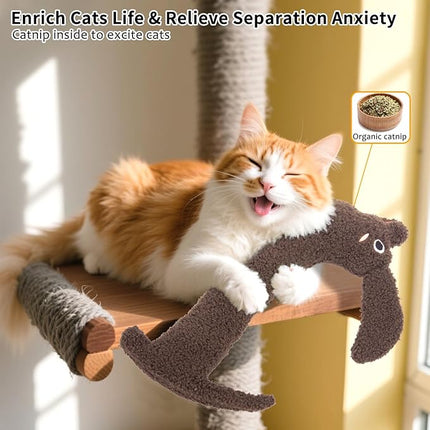 Refillable Catnip Toy for Indoor Cats Kitten, Natural Catnip & Silvervine Safe Teeth Cleaning Kitty Kicker Toy 15In, Crinkle Sound Interactive Cat Nip Chew Toys, Brown