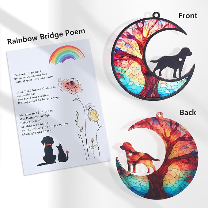 Labrador Memorial Suncatcher with Sympathy Cards,Dog Passing Away Gifts Personalized, Pet Memorial Gifts for Dogs,Labrador Retriever Gift for Window Hanging (6-Labrador)