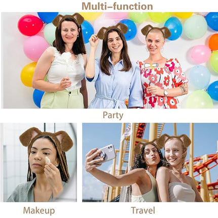 Beviliu Dog Ears Golden, Realistic Animals Ears Headband Brown, Fluffy Cat Bunny Bear Costume Halloween Christmas for Washing Makeup Cosplay Party