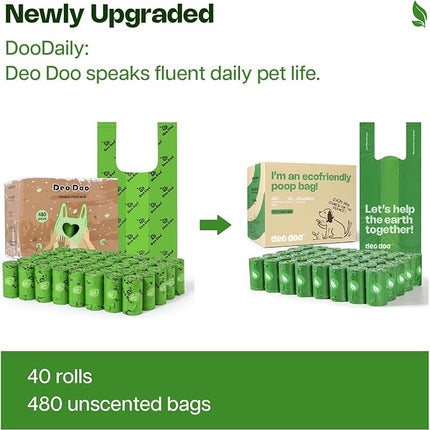 Dog Poop Bags Rolls with Handles 40 Rolls 480 Counts Big Sizes Leak Proof and Extra Thick Waste Bags for Walking Medium Large Dogs Cats Litter Unscented