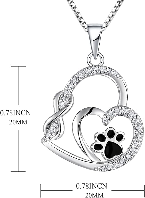 STARCHENIE Puppy Dog Necklace 925 Sterling Silver Love Heart Pendant Cat Pet Paw Print Jewelry for Women