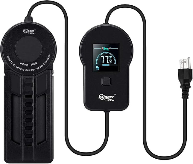 hygger Fast Heating Aquarium Heater 500W with Digital Controller for 60-120 Gallon Fish Tank Cichild Turtle Pond Accurate Adjustable Temperature