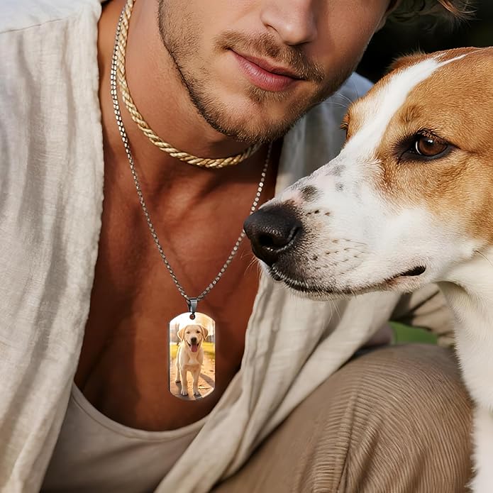 Custom Pet Necklace, Personalized Dogs Necklaces for Women, Dogs Remembrance Jewelry, Picture Necklace Personalized Photo, Customized Dog Memorial Gifts for Loss of Dog
