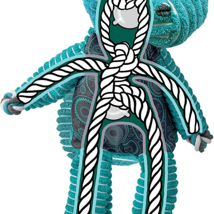 KONG Floppy Knots - Durable No‑Stuffing Squeaky Rope & Plush Dog Toy - for Teething, Playing (Hippo, X-Small)