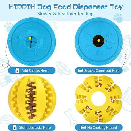 HIPPIH Dog Puzzle Toys 2 Pack, Dog Enrichment Toys for Large Dogs & Small Dogs, Puppy Balls for Treat Dispensing, Durable Balls for Teeth Cleaning/IQ Training/Chewing