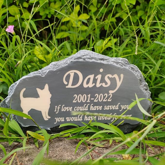 Personalized Pet Memorial Stone, Custom Dog Memorial Stone, Cat Memorial Stone by Waterproof Resin, Dog Loss Gift