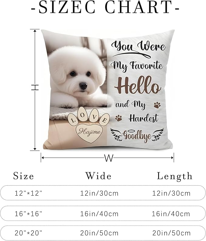 Personalized Pet Memorial Throw Pillow with Picture Dog Memorial Gifts for Dogs Loss of Dog Sympathy Gift Dog Bereavement Remembrance Picture Pillow (Style D)