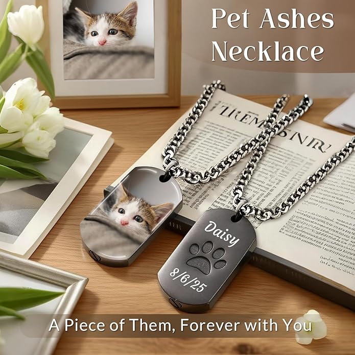 Custom Pet Necklace, Personalized Dogs Necklaces for Women, Dogs Remembrance Jewelry, Picture Necklace Personalized Photo, Customized Dog Memorial Gifts for Loss of Dog