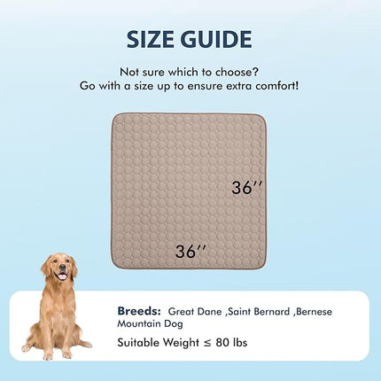 MICROCOSMOS Summer Cooling Mat & Sleeping Pad- Water Absorption Top, Materials Safe, Easy Carry, EZ Clean. Keep Cooling for Pets, Kids and Adults.(Brown, 36" x36")