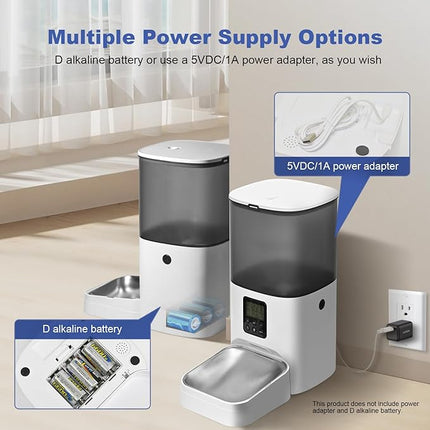 Automatic Cat Feeder, 6L Cat Food Dispenser with 10s Voice Recorder, Pet Feeder up to 8 Meals per Day, Timed Feeder with Dry Food Sealed Ring