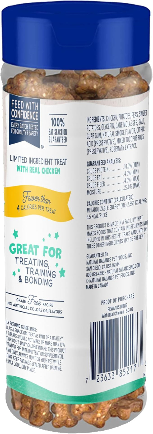 Natural Balance Limited Ingredient Mini-Rewards Chicken Grain-Free, Training Treats for Dogs | 5.3-oz. Canister