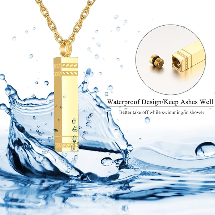abooxiu Urn Necklace for Ashes Memorial Cremation Jewelry for Ashes Stainless Steel Ashes Jewelry Cube Ashes Necklace Bar Urn Pendant for Women Men