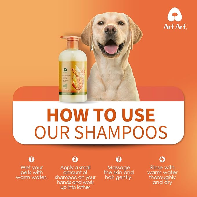Arf Arf Odor Control Dog Shampoo - Advanced Deodorizing Formula for Smelly Dogs with Soothing Hydrolyzed Oat Protein for Dry, Itchy Skin Relief - Long Lasting Fresh Scent - Pro Grooming Results - 16oz