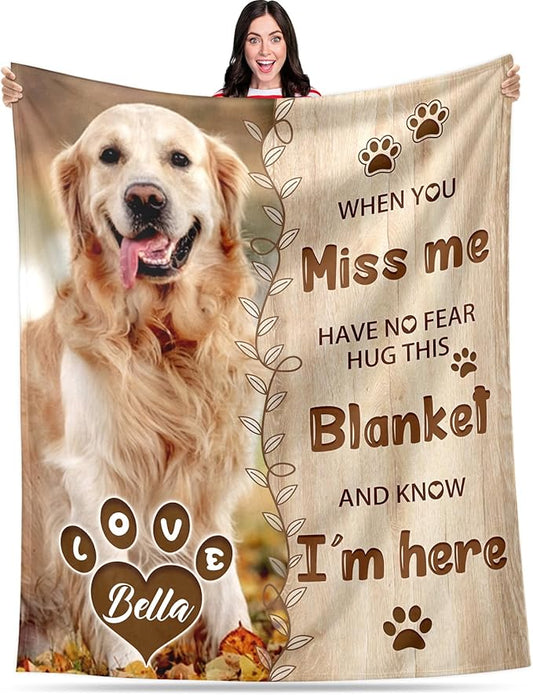 Pet Memorial Blanket Gift - Personalized Dog Memorial Blankets, Pet Sympathy Gifts for Loss of Dogs for Pets Lovers, Dog Bereavement Passing Away Gift, Custom Dogs Blanket