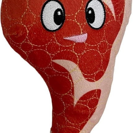 Bite Force - Durable & Strong Dog Toy Ribby with Squeaker, Kevlar-Reinforced Seams for Aggressive chewers- Red.