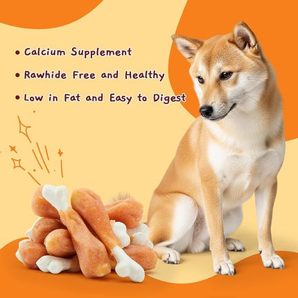 Jungle Calling Chewy Chicken Dog Treats Real Chicken Calcium Bone, Rawhide Free, Teeth Clean & Breath Fresh Dog Training Treats for Small/Medium Dogs, 21.2 oz