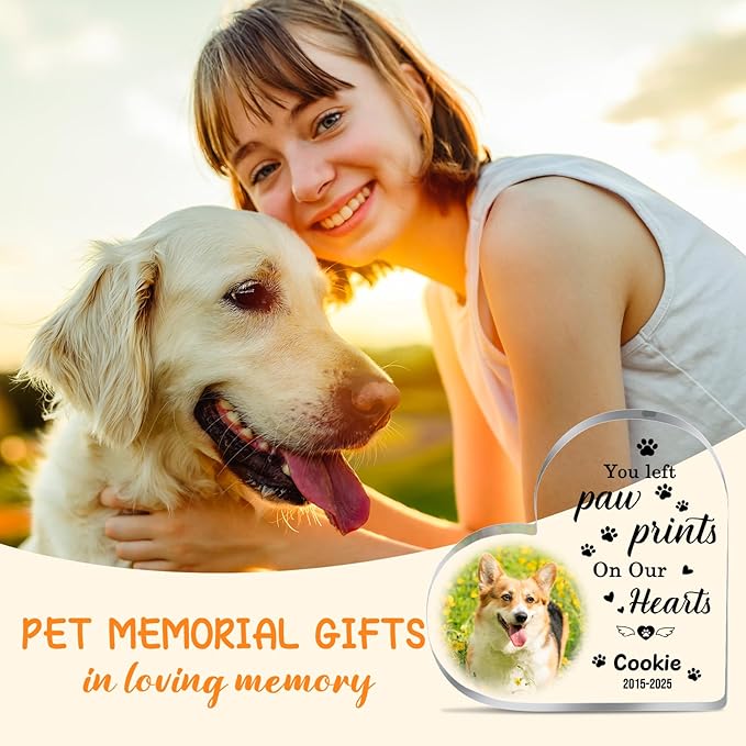 Dog Memorial Gifts for Loss of Dog, Custom Pet Memorial Plaque Gifts, Sympathy Gifts for Loss of Dog Cat, Pet Bereavement Remembrance Gifts Dogs Passing Away Gift, Custom Pets Memory Keepsake