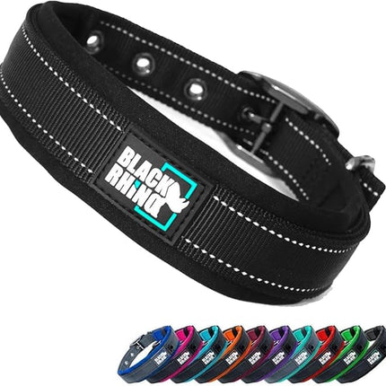 Black Rhino Extra Large Dog Collar - Adjustable Reflective Heavy Duty Dog Collars with Ultra-Soft Neoprene Padding - Weatherproof, Durable, and Comfortable - Ideal for Active Dogs - Black