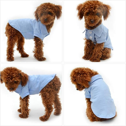 lovelonglong Basic Dog Polo Shirts Premium Cotton, Polo T-Shirts for Large Medium Small Dogs with a Two-Button Collar Blank Color Sky-Blue XS