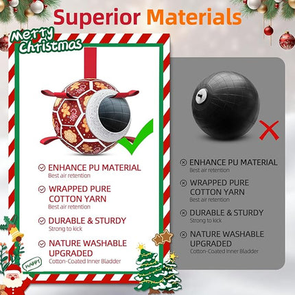 Diman Dog Soccer Ball with Straps, Christmas Dog Toys, Pet Toys Balls for Meium Large, Pet Birthday Gift, Outdoor Pet Toys for Tug of War (7 Inch)