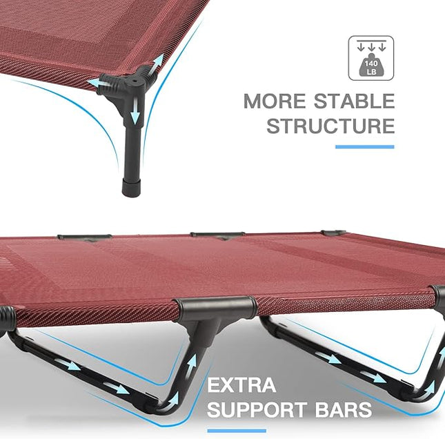 SUDDUS Elevated Dog Bed Waterproof Outdoor, Portable Raised Dog Bed, Dog Bed Off the Floor, Dog Bed Easy Clean Indoor or Outdoor Use, Medium, Red