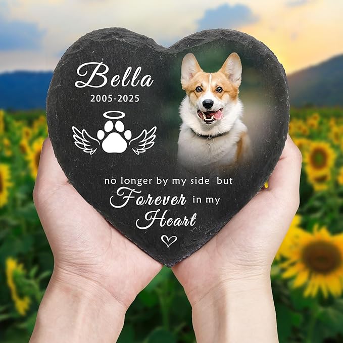 Dog Memorial Gifts for Loss of Dog Cat,Personalized Pet Memorial Stone with Photo Name,Custom Pet Remembrance Gifts,Cat Memorial Sympathy Gift,Dog Passing Away Gifts,Memorial Plaques for Dogs