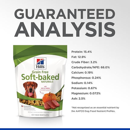 Hill's Grain Free Soft Baked Naturals, All Life Stages, Great Taste, Dog Treats, Duck & Pumpkin, 8 oz Bag
