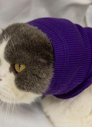 Cat Hematoma Ear Wrap, Cat Ear Wrap Cats Anxiety Relief – Noise Canceling for Fireworks, Thunderstorms Purple S
