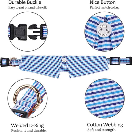 Faleela Cotton Plaid Shirt Style Dog Collar Soft Cute,Boy Dog Collar with Quick-Release Buckle,Adjustable Bow Tie Collar for Small Medium Large Dogs