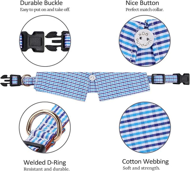 Faleela Cotton Plaid Shirt Style Dog Collar Soft Cute,Boy Dog Collar with Quick-Release Buckle,Adjustable Bow Tie Collar for Small Medium Large Dogs