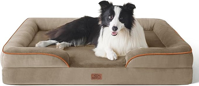 Bedsure Orthopedic Dog Beds Large Sized Dog - Washable Large Dog Cat Bed Waterproof, Comfort Dogs Couch Sofa with Washable Removable Cover, Pet Bed with Nonskid Bottom, Hazel, 35"