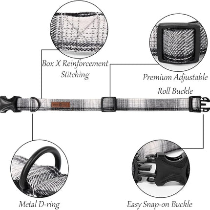 Lionet Paws Dog and Cat Collar with Bowtie Grid Dog Collar Plastic Buckle Light Adjustable Collars for Small Dogs Pets
