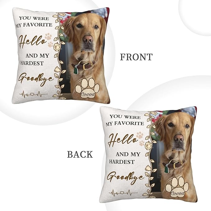 Funnylife Personalized Pet Memorial Throw Pillow with Photo Pet Memorial Gifts for Dogs Cats Loss of Dog Sympathy Gift Dog Bereavement Remembrance Picture Pillow