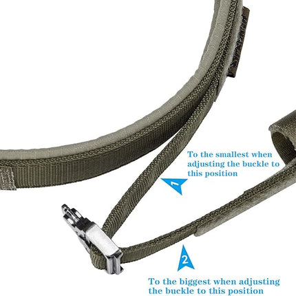 EXCELLENT ELITE SPANKER Tactical Dog Collar Nylon Adjustable Training Collar Military Dog Collar Heavy Duty Metal Buckle with Control Handle for Medium and Large Dogs with Patches(Ranger Green-M)